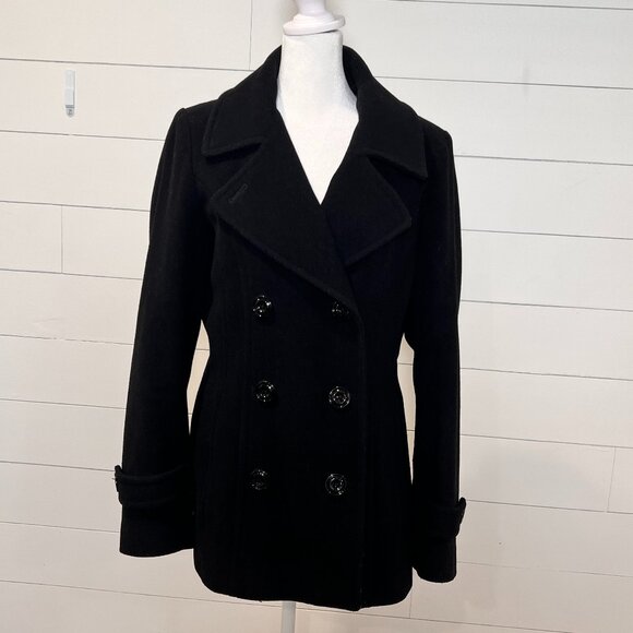 Jason Kole Black Short Length Peacoat Size M - Picture 1 of 10